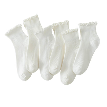 Hstyle 6 Pairs of Ruffle Socks Women, Cute Ruffle Ankle Socks