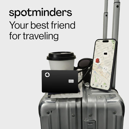 SPOTMINDERS Apple MFi Certified Wallet Tracking Card Black 4-Pack Travel Gifts for Him Works with Apple Find My Rechargeable Tracker IP68 Waterproof 0.07" Slim iPhone Item Finder for Luggage Passport