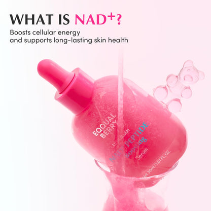 EQQUALBERRY NAD+ Peptide Boosting Serum | 14 Peptide Serum for Face, Neck & Body | Vegan Collagen & Pink Serum for Anti-Aging, Firming & Lifting | Korean Skincare (1.01 oz / 30ml)