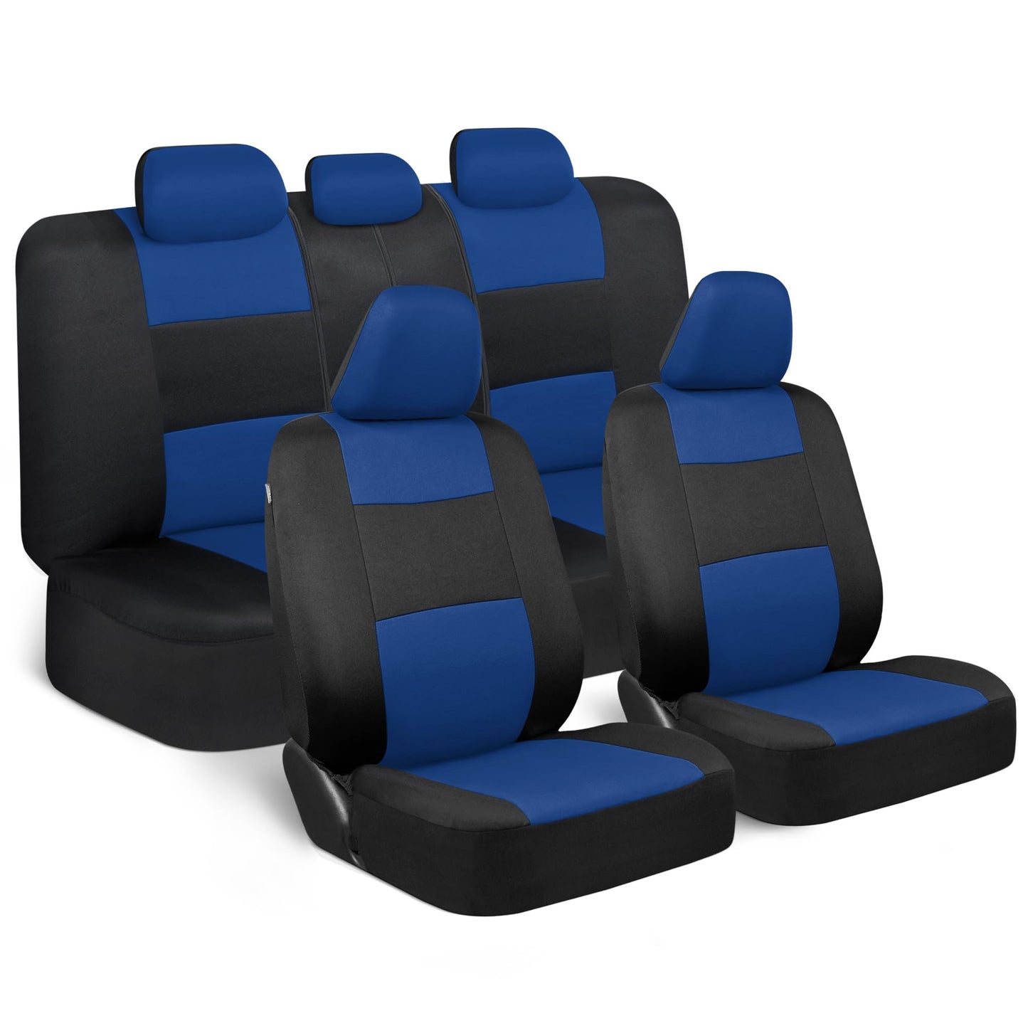 BDK PolyPro Car Seat Covers Full Set in Solid Black, Front and Rear Split Bench Seat Covers for Cars, Easy to Install Car Seats Cover Set and Accessories for Auto Trucks Van SUV - Solid Black