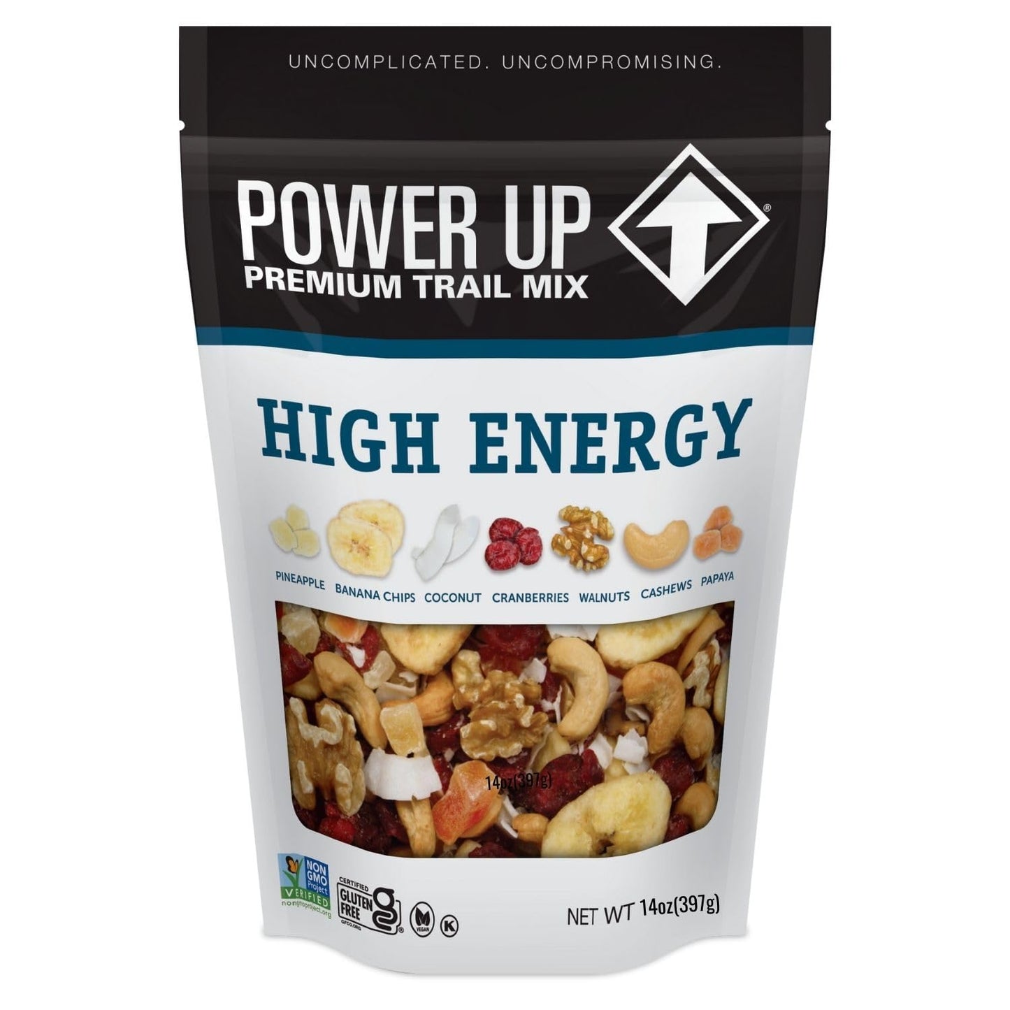 Power Up Trail Mix, Mega Omega Trail Mix, Non-GMO, Vegan, Gluten Free, No Artificial Ingredients, Gourmet Nut, 14 Ounce Bag