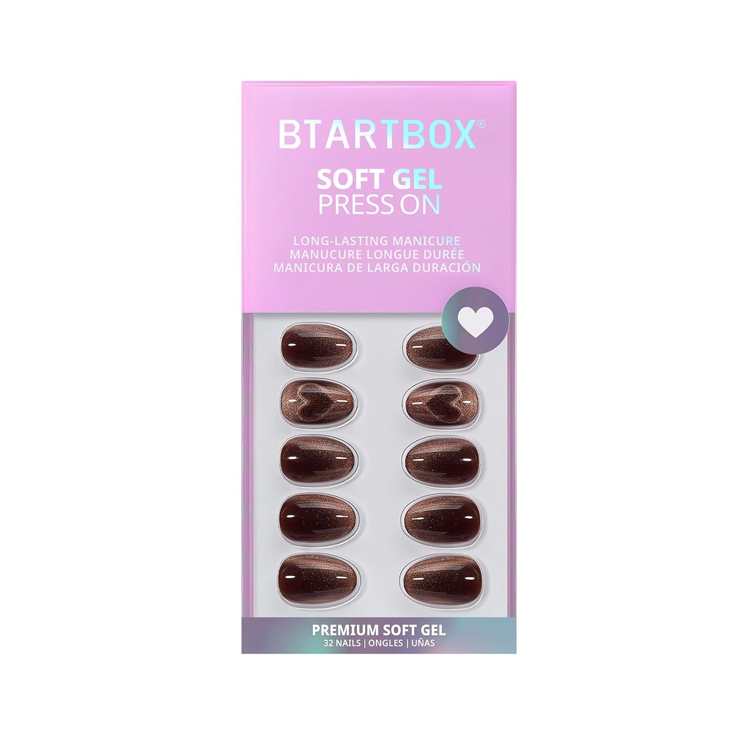 BTArtbox Press On Nails, Vanilla Cream, Short Square, Ombre Peach, 32Ct