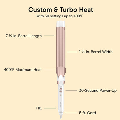 Conair Curling Iron, Double Ceramic, 1" Barrel, White/Rose Gold