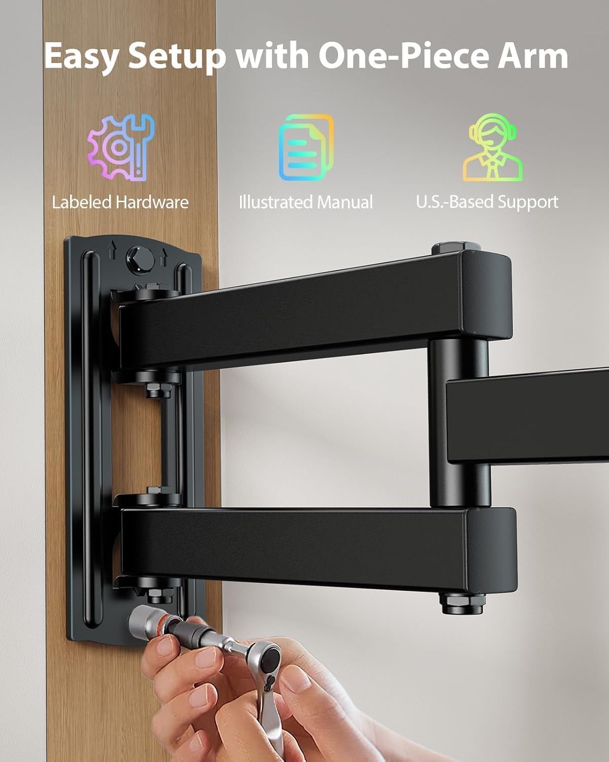 Pipishell Full Motion TV Wall Mount for Echo Show 21/15 and 13-43 Inch Flat Curved Screen TVs & Monitors, Max VESA 200x200mm up to 44lbs, TV Mount Wall Bracket with Rotation Swivel Tilt Extension