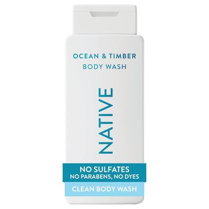 Native Clean Body Wash, Gentle & pH-balanced for Sensitive Skin, 24-Hr Freshness for Women & Men, Vegan & Cruelty-Free, Free of Sulfates, Parabens & Phthalates, Cashmere & Rain, 18 fl oz