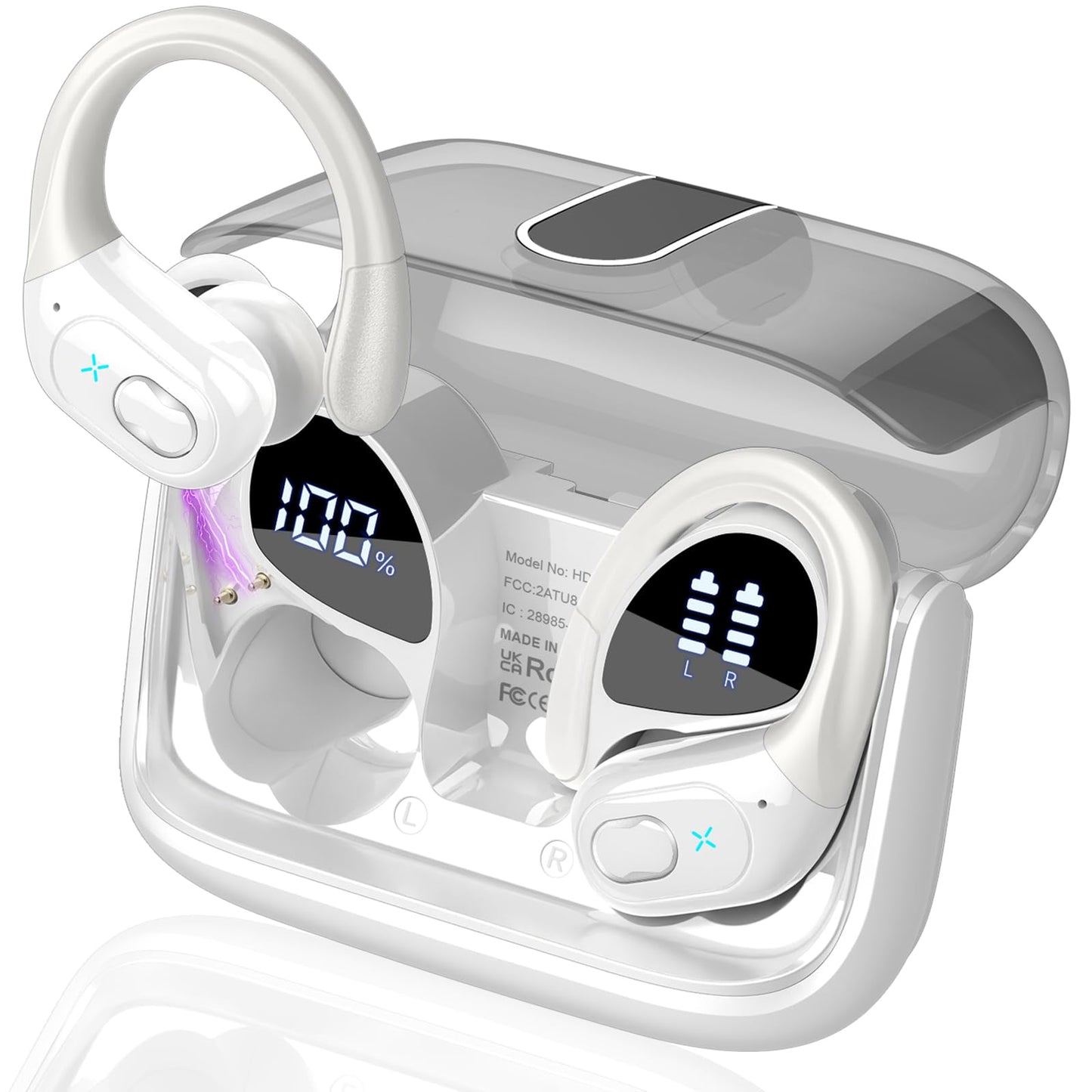 Wireless Earbuds 75H Bluetooth 5.4 Sport Headphones with Earhooks, Black