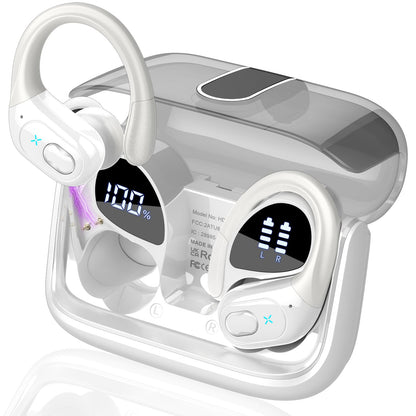 Wireless Earbuds 75H Bluetooth 5.4 Sport Headphones with Earhooks, Black