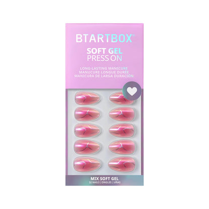 BTArtbox Press On Nails, Cream Puff, Short Almond, Ombre Off White, 32Ct