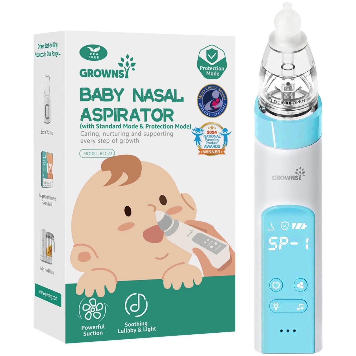GROWNSY Nasal Aspirator for Baby, Electric Nose Sucker, Powerful Suction