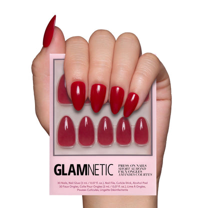 Glamnetic Press On Nails - Short Almond, Glossy Fake Nails 24 Pc Full Kit