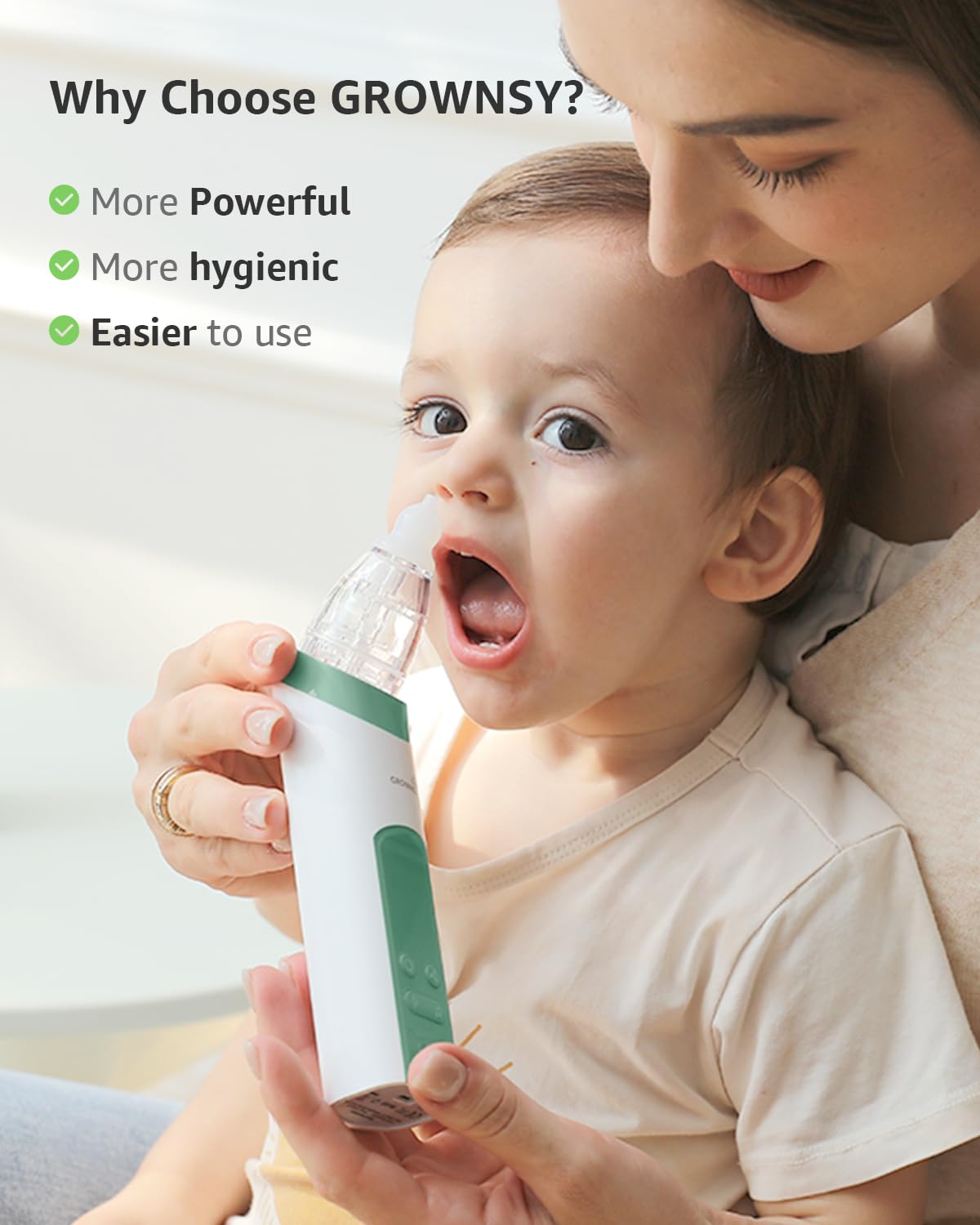 GROWNSY Nasal Aspirator for Baby, Electric Nose Sucker, Powerful Suction