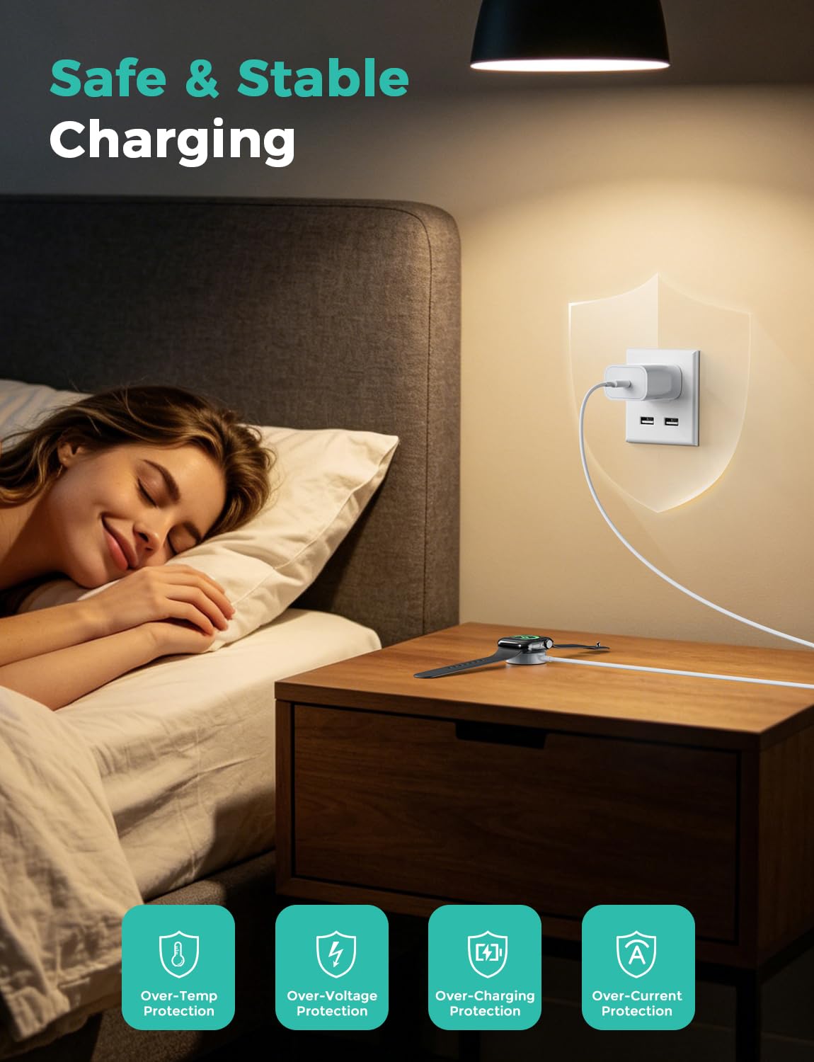 6.6FT Long for Apple Watch Charger USB Magnetic Fast Charging Cable Portable Wireless Charging Accessories Compatible with iWatch Series 11/10/9/8/7/6/5/4/3/2 Ultra 3/2/SE