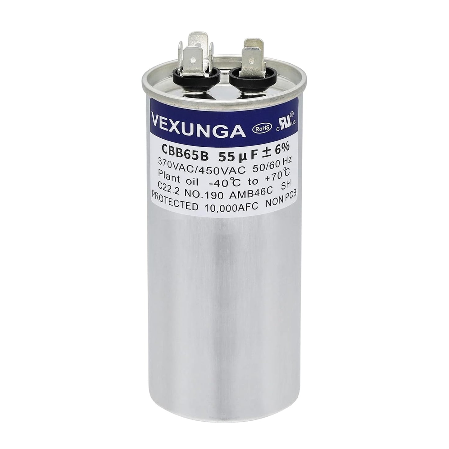 VEXUNGA 5uF 370/440VAC 50/60Hz CBB65 CBB65A Oval Run Start Capacitor 5 MFD 370V/440V Air Conditioner Capacitors for AC Unit Fan Motor Start or Pool Pump or Air Condenser Straight Cool