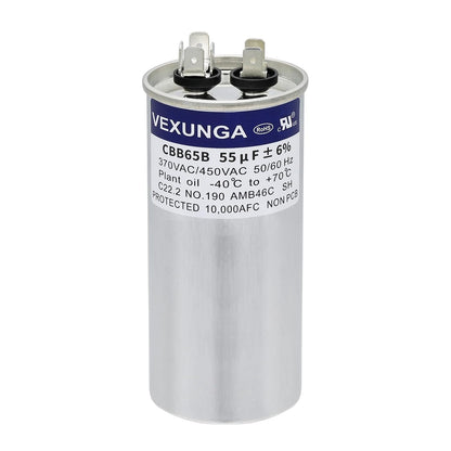 VEXUNGA 5uF 370/440VAC 50/60Hz CBB65 CBB65A Oval Run Start Capacitor 5 MFD 370V/440V Air Conditioner Capacitors for AC Unit Fan Motor Start or Pool Pump or Air Condenser Straight Cool