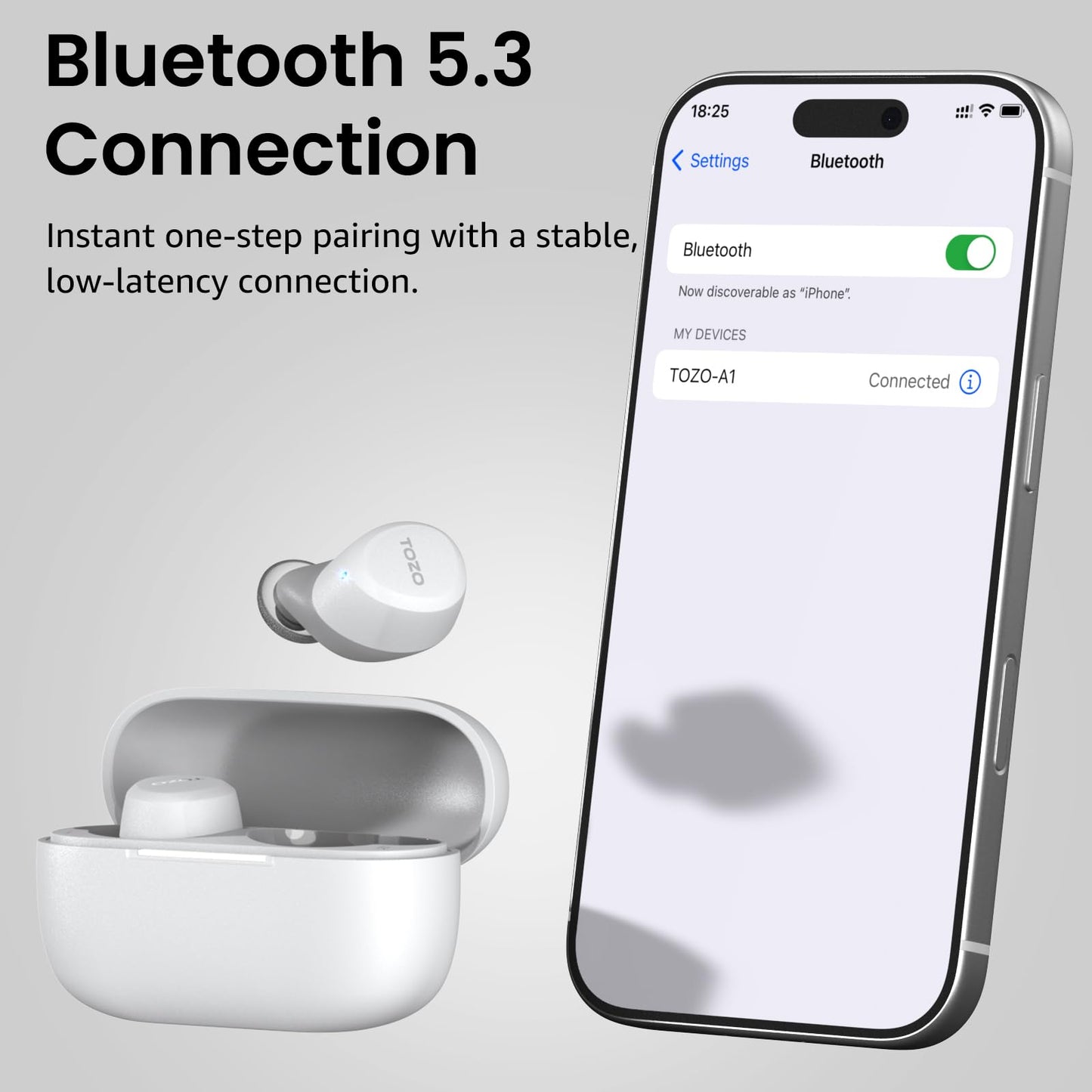 TOZO A1 Wireless Earbuds Bluetooth 5.3 Light Weight in Ear Headphones