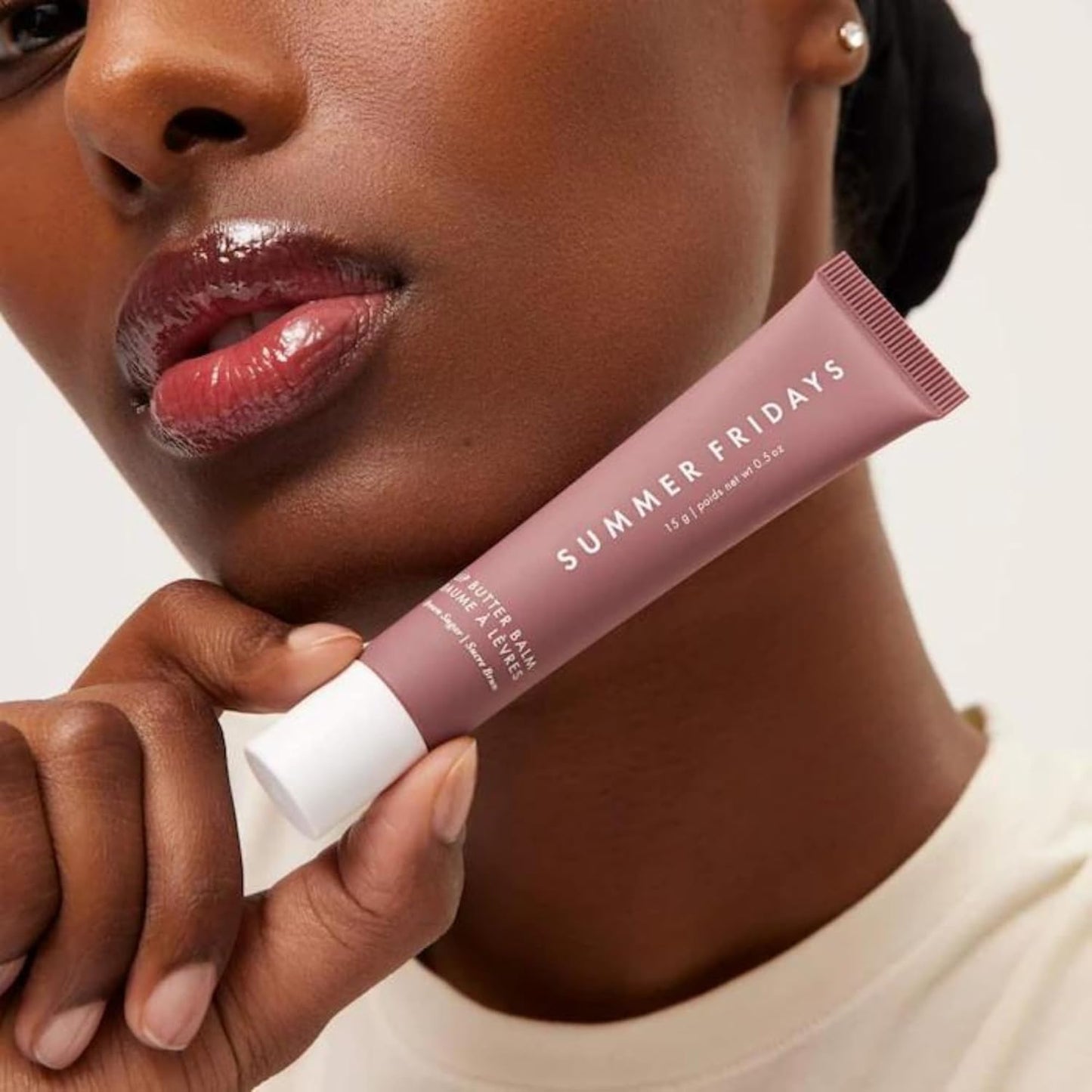Summer Fridays Lip Butter Balm - Moisturizing Lip Gloss for Instant Shine + Sheer Color - With Nourishing Shea Butter - Everyday Makeup + Skin Care Summer Essentials - Vegan - Pink Sugar (.5 Oz)