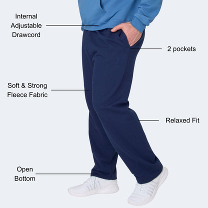 Hanes Men's EcoSmart Sweatpants, Athletic Lounge Pants with Pockets, Open Hem Bottom, Fleece Pants