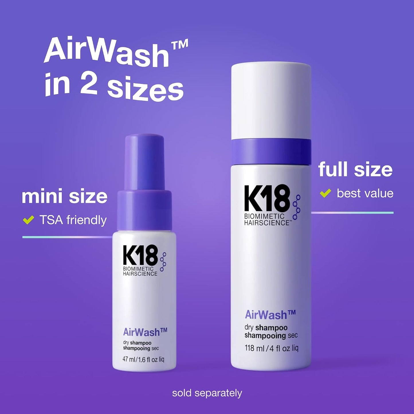 K18 AirWash™ Dry Shampoo, Non-Aerosol, Balances Scalp & Controls Excess Oil Production