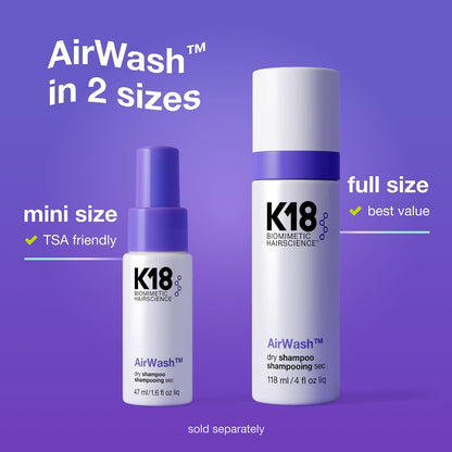 K18 AirWash™ Dry Shampoo, Non-Aerosol, Balances Scalp & Controls Excess Oil Production