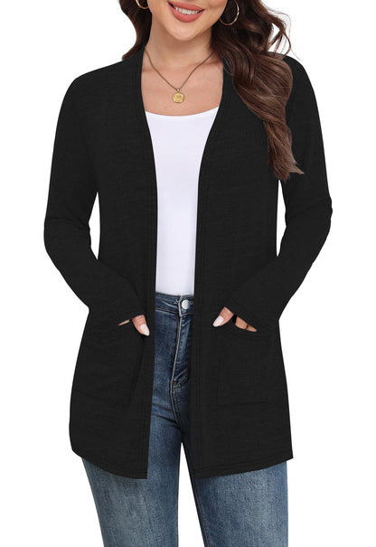 Yincro Women Lightweight Cardigan Long Sleeve Open Front with Pockets S-3XL