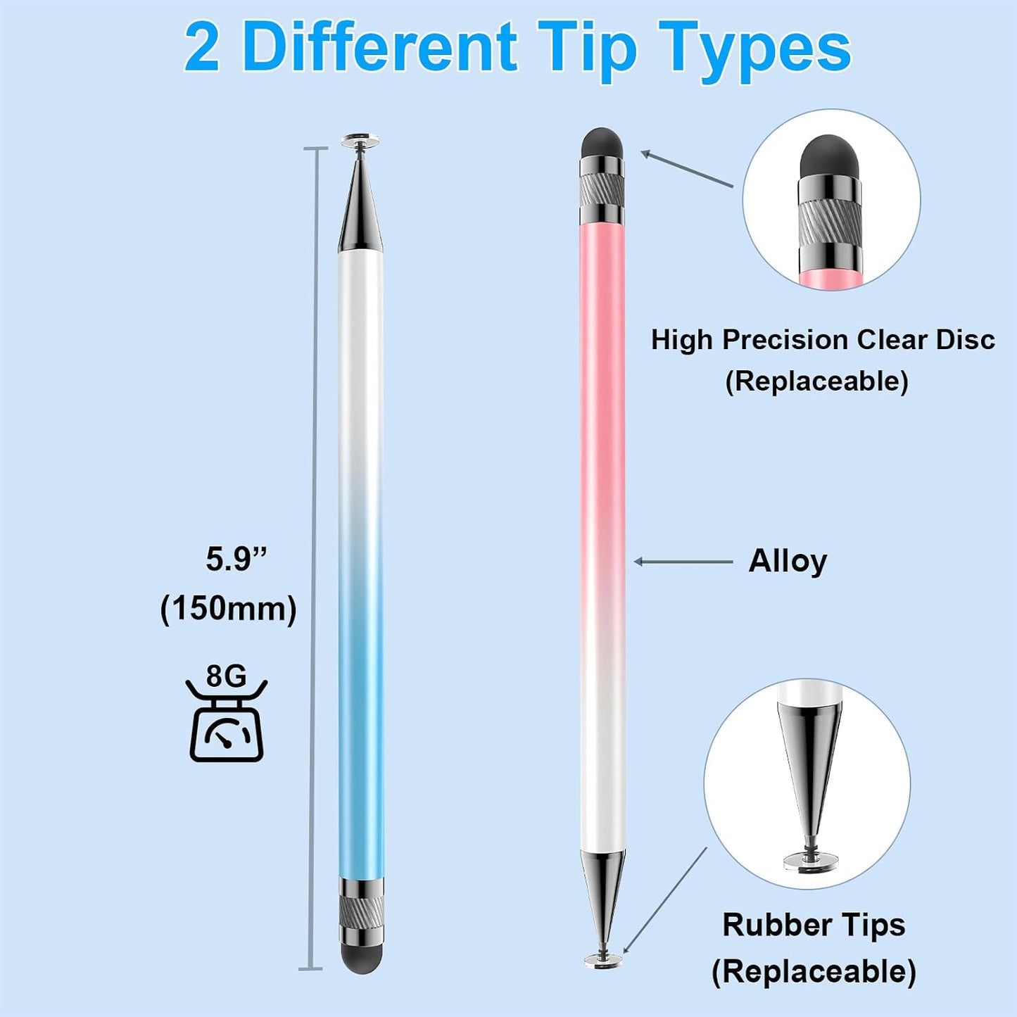 Bopomofo Stylus(5 Pcs),2-in-1 Stylus Pen for Touchscreen,Stylus Pen