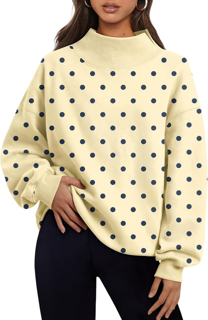 Trendy Queen Womens Mock Neck Sweatshirts Oversized Pullover Fall Outfits