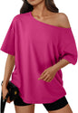 Trendy Queen Womens Off the Shoulder Tops Oversized Summer T-Shirts 2026