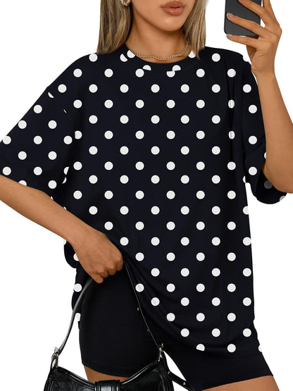 Trendy Queen Womens Oversized T-Shirts Short Sleeve Crew Neck Summer Tops