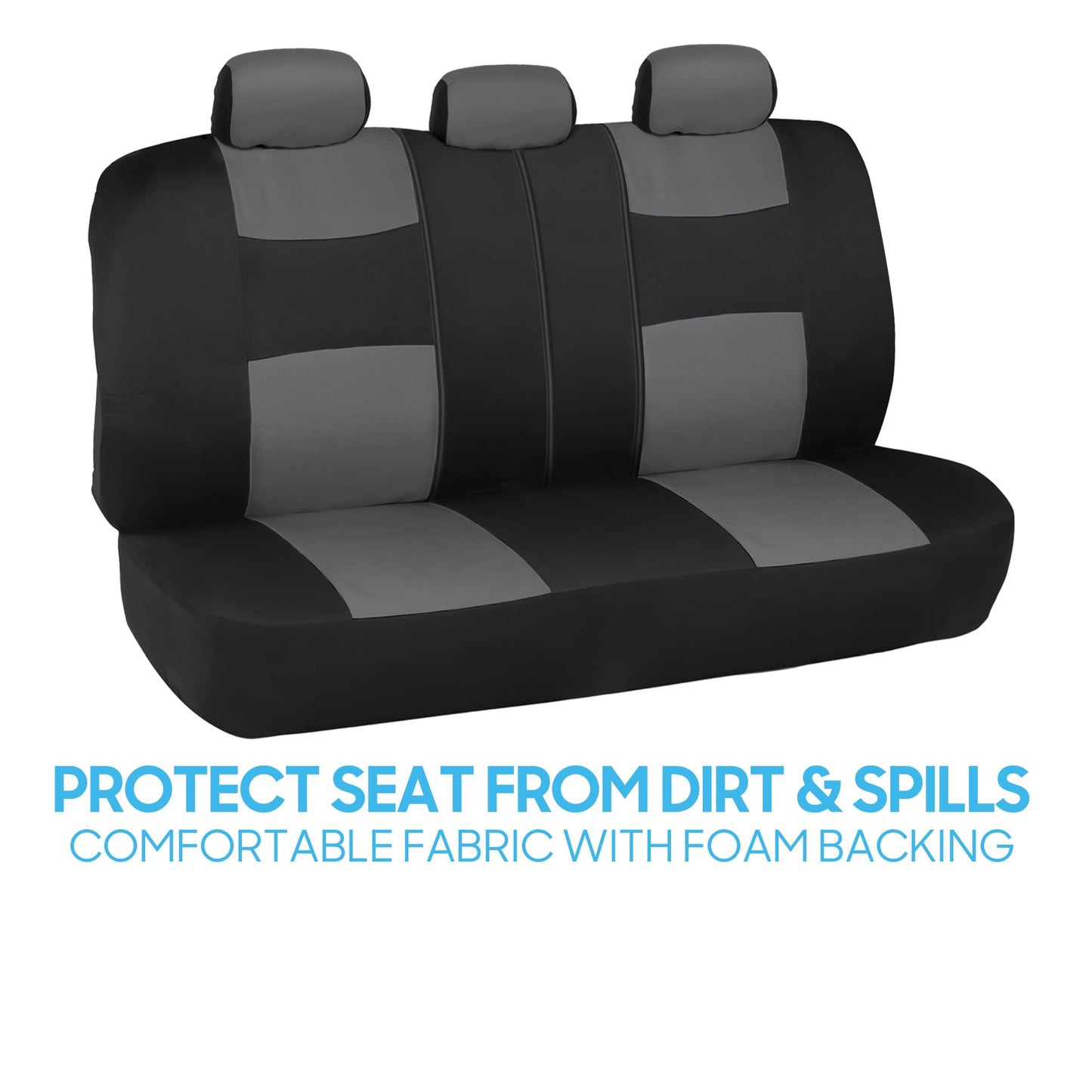 BDK PolyPro Car Seat Covers Full Set in Solid Black, Front and Rear Split Bench Seat Covers for Cars, Easy to Install Car Seats Cover Set and Accessories for Auto Trucks Van SUV - Solid Black
