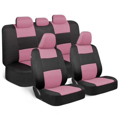 BDK PolyPro Car Seat Covers Full Set in Solid Black, Front and Rear Split Bench Seat Covers for Cars, Easy to Install Car Seats Cover Set and Accessories for Auto Trucks Van SUV - Solid Black