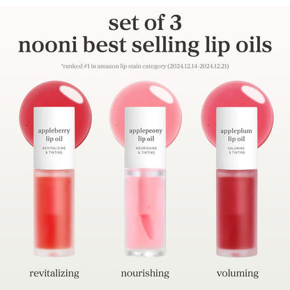 NOONI Korean Lip Oil - Applepeony - pH Color-Changing Plumping Lip Gloss