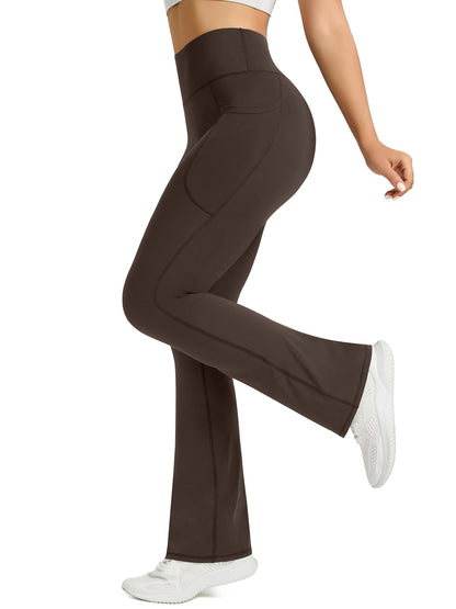 Womens Flared Yoga Pants with Pockets, High Waisted Flare Leggings Bell Bottom Bootcut Yoga Dress Pants