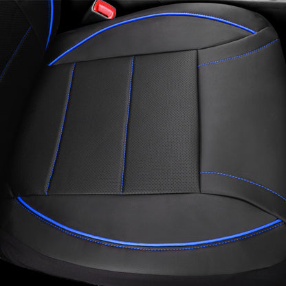 CAR PASS Universal FIT Piping Leather Car Seat Cover, for suvs,Van,Trucks,Airbag Compatible,Inside Zipper Design and Reserved Opening Holes (Full Set, Black and Red)