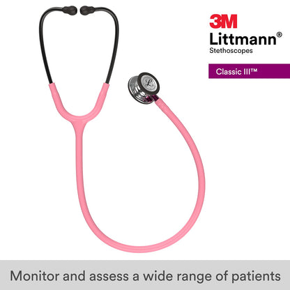 3M Littmann Classic III Monitoring Stethoscope, 5803, More Than 2X as Loud, Weighs Less, Stainless Steel Black-Finish Chestpiece, 27" Black Tube, Stem and Headset
