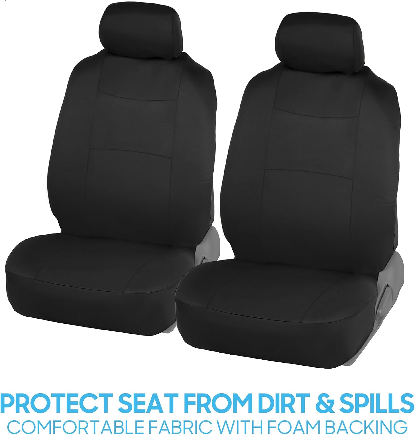 BDK PolyPro Car Seat Covers Full Set in Solid Black, Front and Rear Split Bench Seat Covers for Cars, Easy to Install Car Seats Cover Set and Accessories for Auto Trucks Van SUV - Solid Black