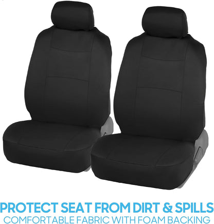 BDK PolyPro Car Seat Covers Full Set in Solid Black, Front and Rear Split Bench Seat Covers for Cars, Easy to Install Car Seats Cover Set and Accessories for Auto Trucks Van SUV - Solid Black
