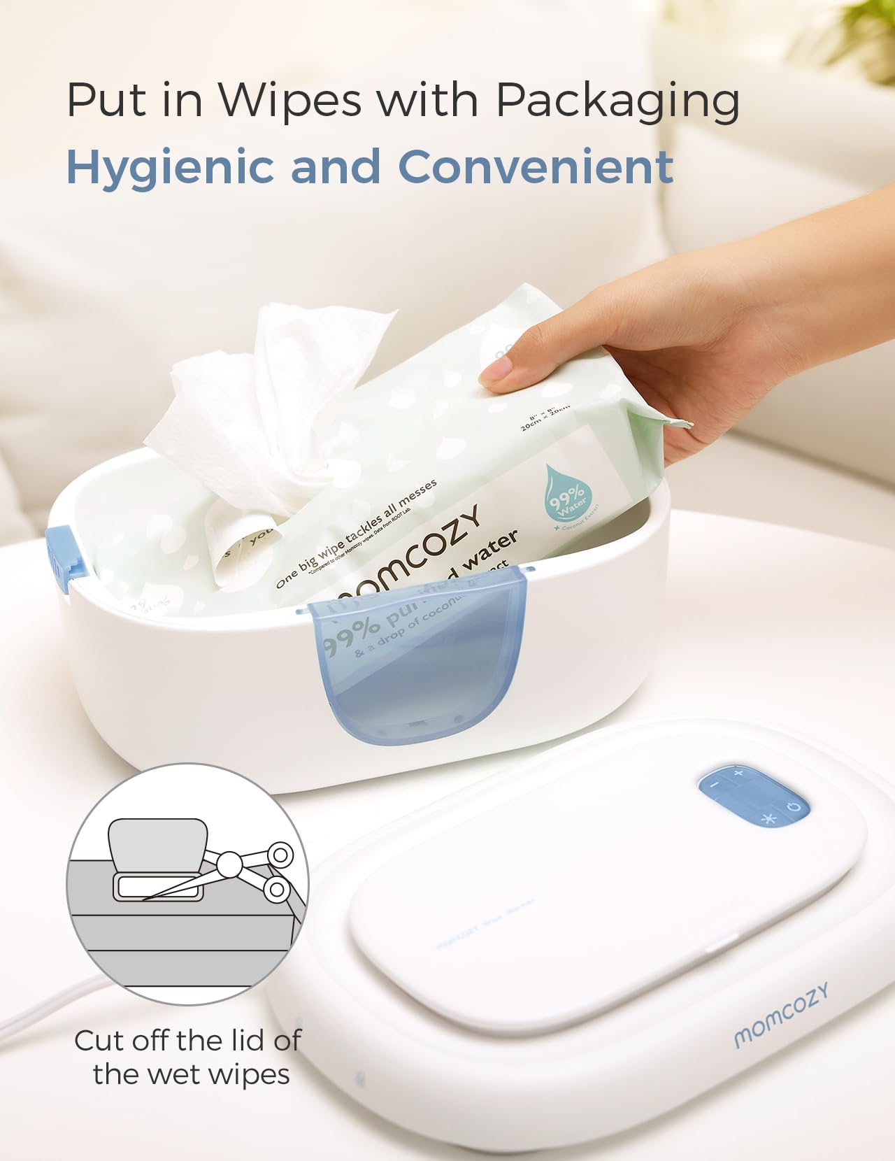 Momcozy Baby Wipe Warmer, Innovative Spring Design,Large Capacity Dispenser
