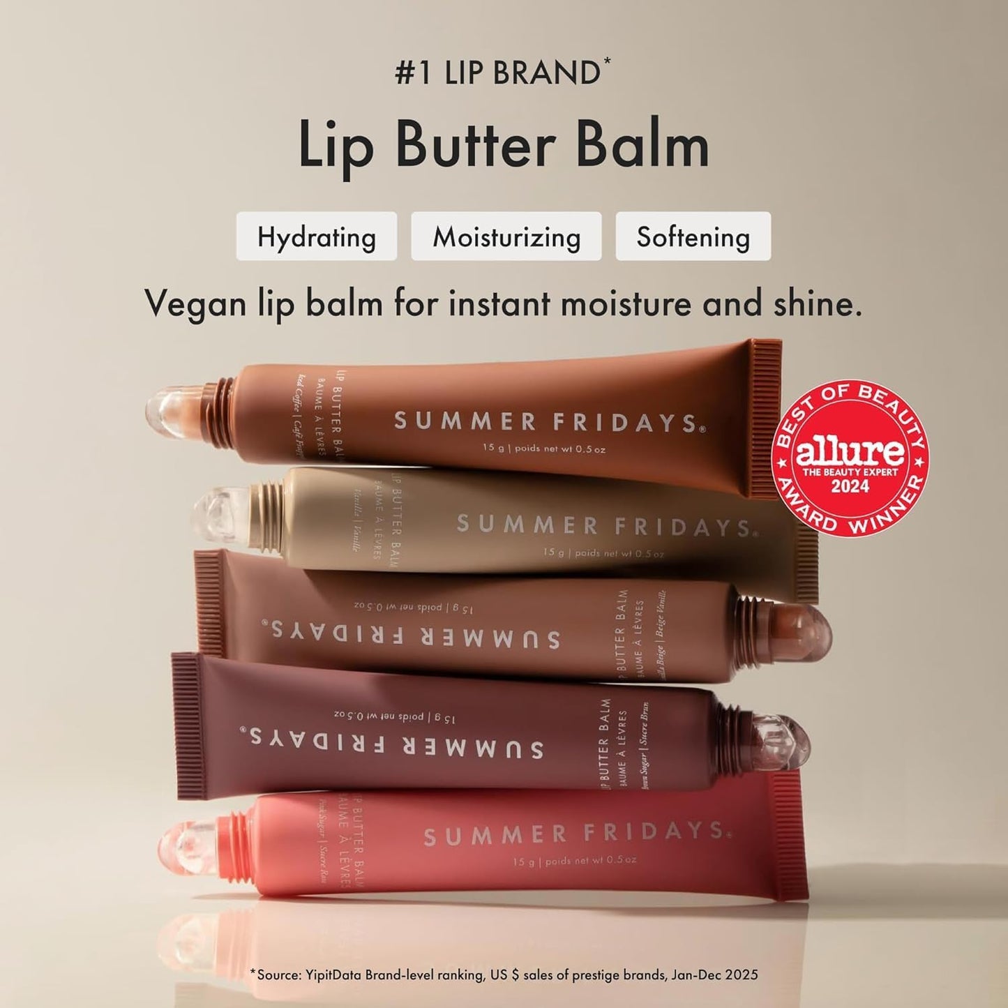 Summer Fridays Lip Butter Balm - Moisturizing Lip Gloss for Instant Shine + Sheer Color - With Nourishing Shea Butter - Everyday Makeup + Skin Care Summer Essentials - Vegan - Pink Sugar (.5 Oz)