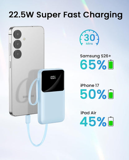 HELLEE 15000mAh Portable Charger Power Bank, 45% Smaller Built-in 4 Cables