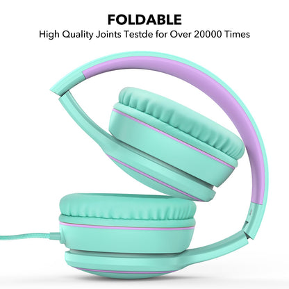 R10 Over-Ear Headphones with Microphone, Lightweight Folding Stereo Bass Headset with 1.5M No-Tangle Cord, Portable Wired Headphones for Smartphone Tablet Computer MP3 / 4 (Grey)