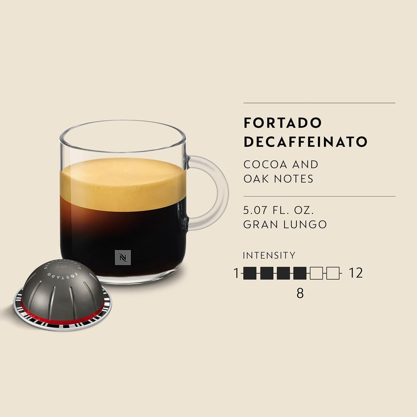 Nespresso Vertuo, Melozio Decaffeinato, 30-Count Espresso Pods