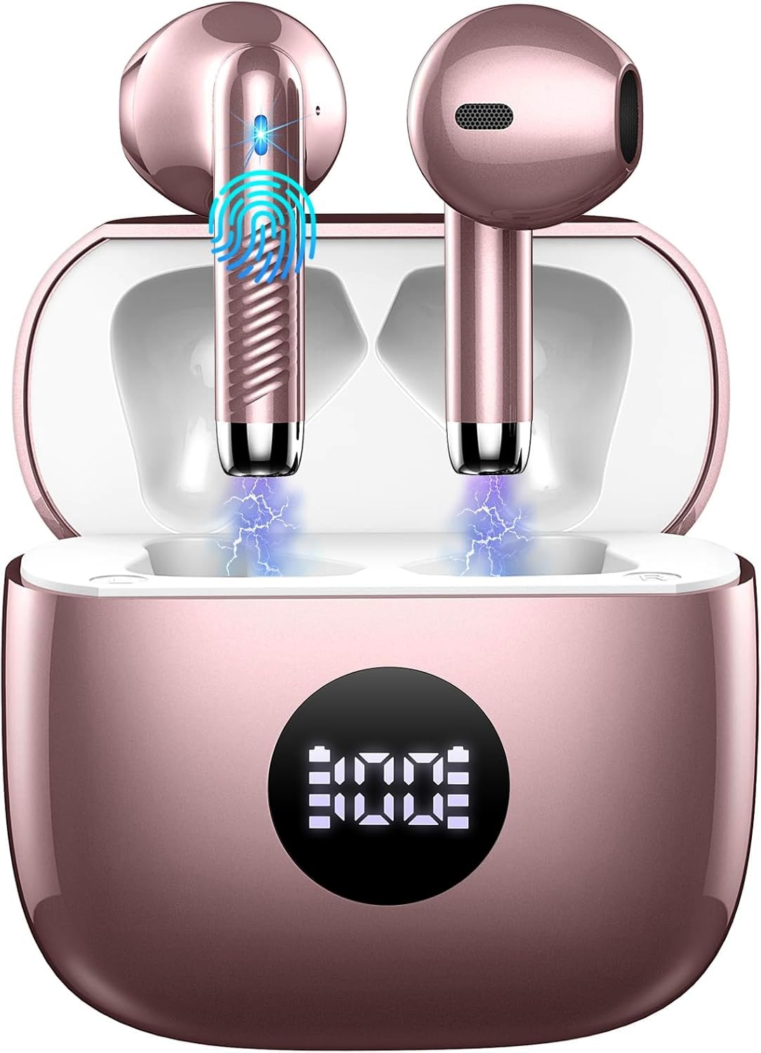Wireless Earbuds, Bluetooth 5.4 Ear Buds, LED Power Display, 6D Bass Stereo