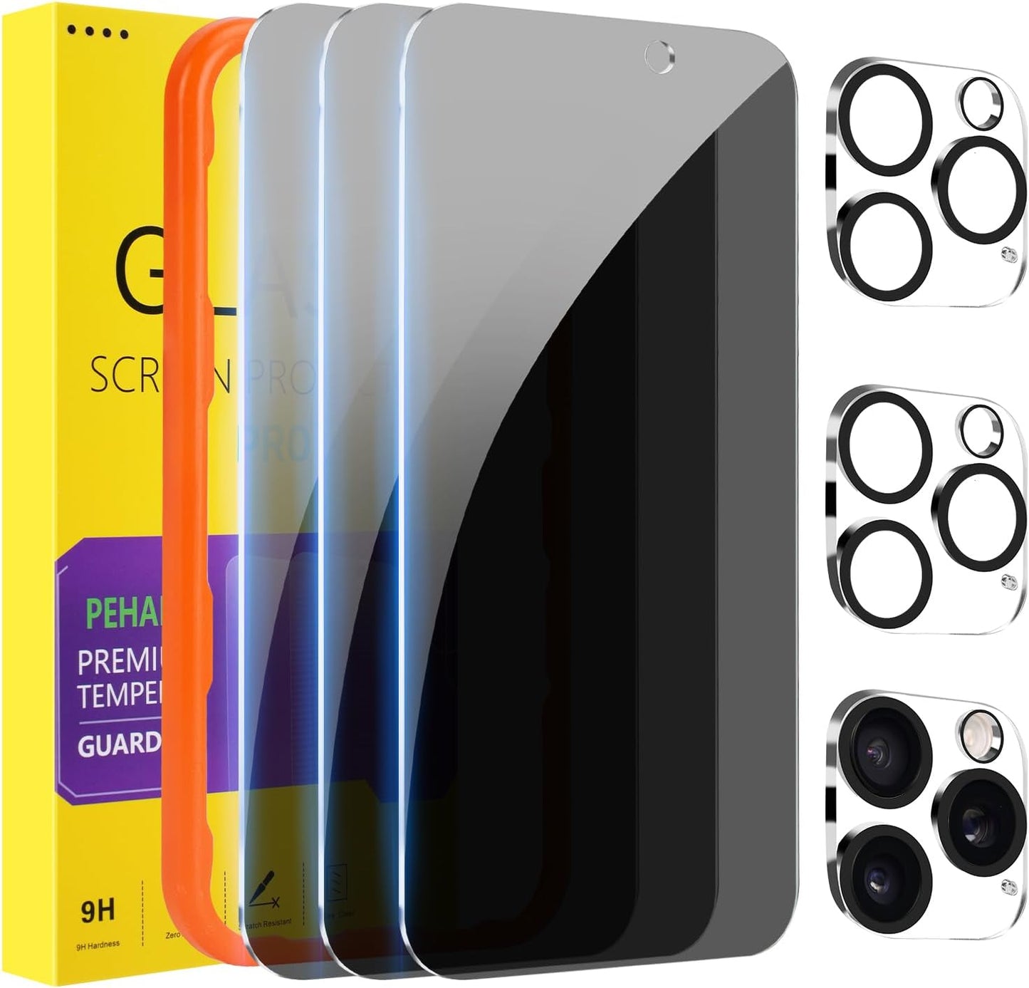 PEHAEL for iPhone 16 Pro Max Privacy Screen Protector+Camera Lens Protector