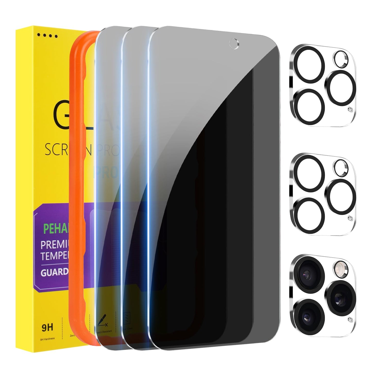 PEHAEL for iPhone 16 Pro Max Privacy Screen Protector+Camera Lens Protector