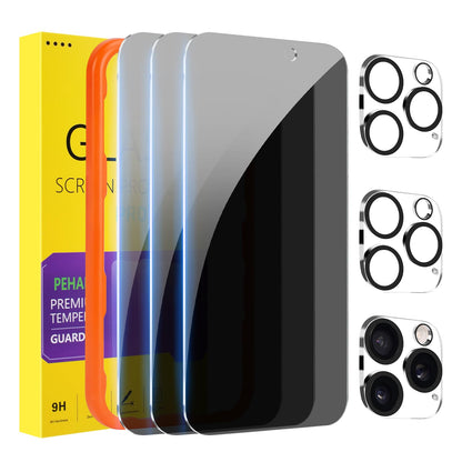 PEHAEL for iPhone 16 Pro Max Privacy Screen Protector+Camera Lens Protector