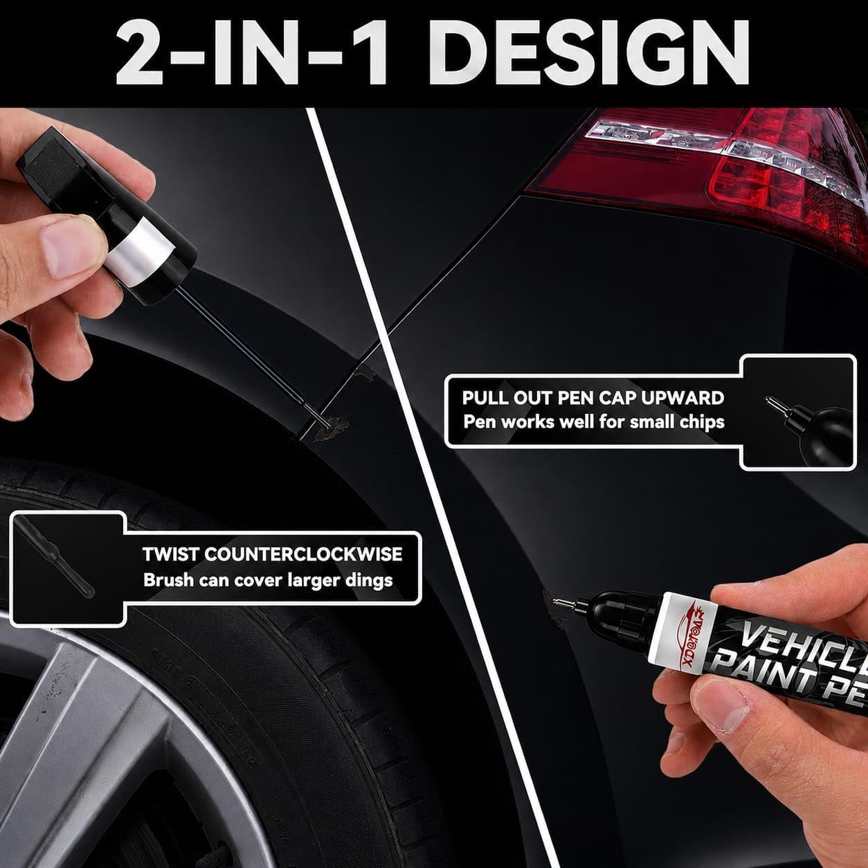 Matte Black Touch Up Paint for Cars, Universal and Color Accurate Automotive Scratch Repair Pen, Lasting Auto Scratch Remover, Quick Drying, Weather Resistant, Easy to Use, Versatile Use