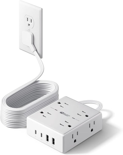 SUPERDANNY Extension Cord,Flat Plug Surge Protector Power Strip,6Ft