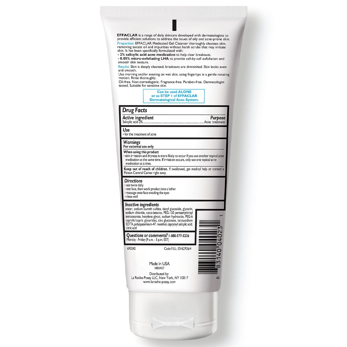 La Roche-Posay Effaclar Medicated Acne Face Wash with 2% Salicylic Acid