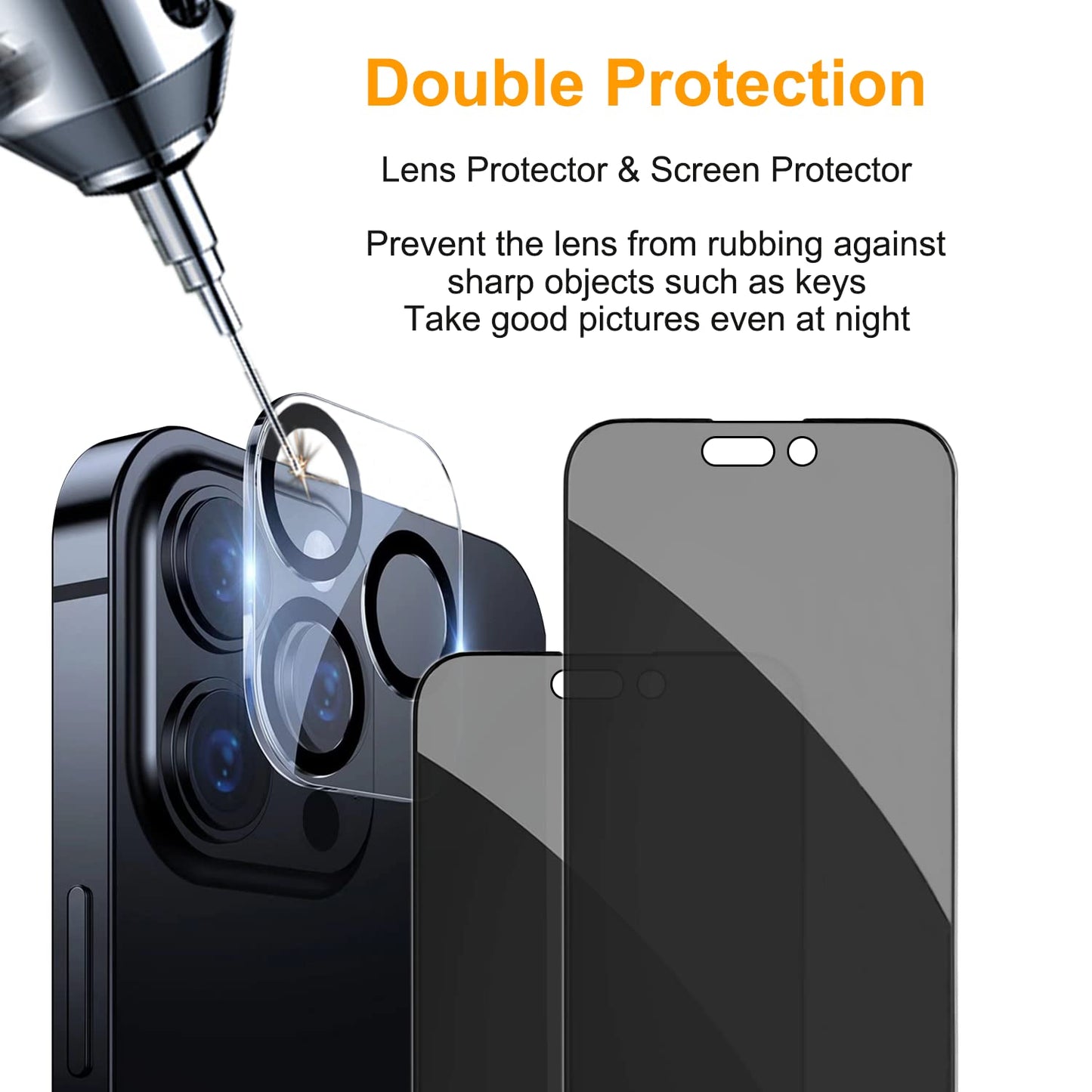 PEHAEL for iPhone 16 Pro Max Privacy Screen Protector+Camera Lens Protector