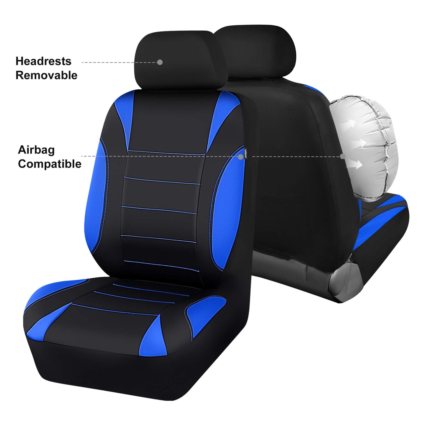 CAR PASS Waterproof Car Seat Covers Front Seats Only with 5mm Composite EVA, Neoprene Car Seat Cover with Separate Headrest Cover, Quick Setup Universal Fit for Car SUV Trucks,Airbag Compatible（Gray